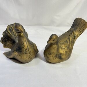 Vintage‎ California Pottery 367 Gold Ceramic Turtle Doves Christmas MCM
